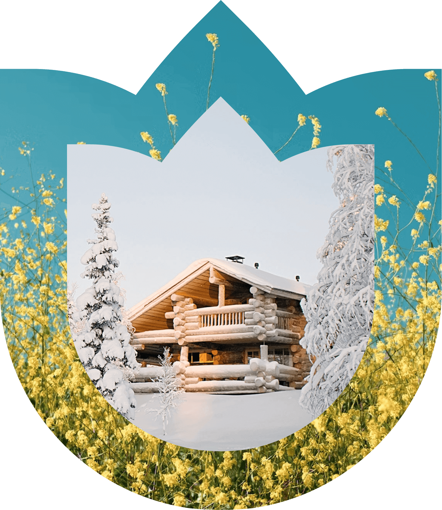 Geurmarketing bij vakantiehuisje chalet met sneeuw logo